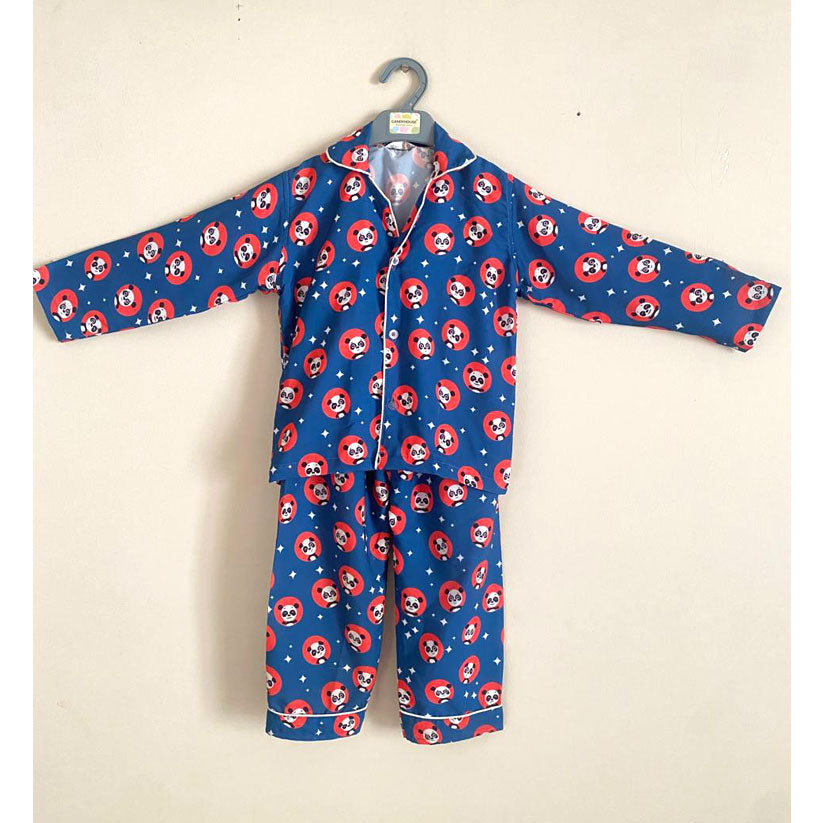 Blue red teddy night suit