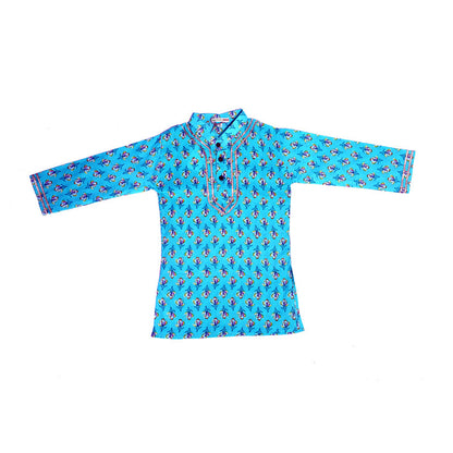 Blue booti print cotton kurta pajama