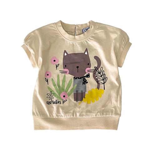 Cute Cat Print Top