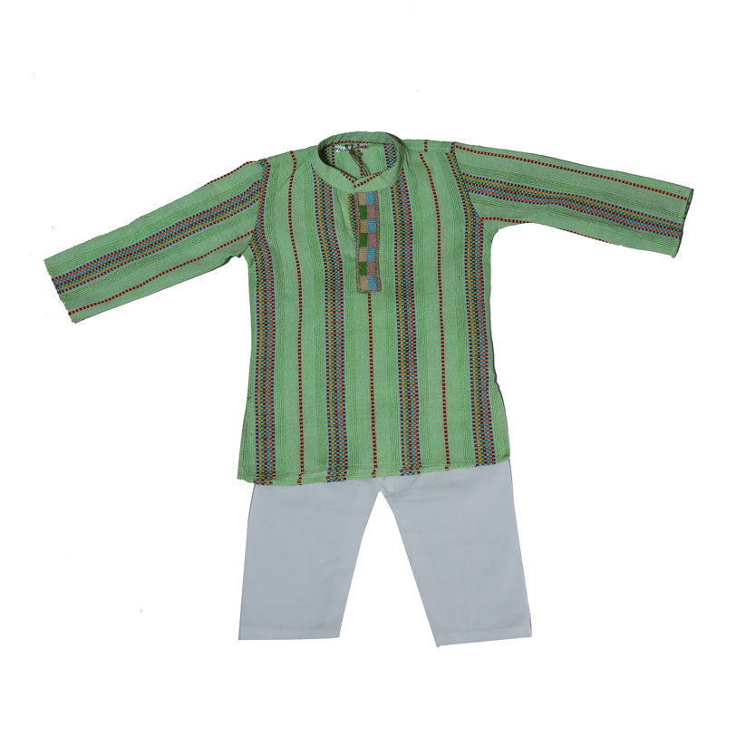 Green handloom cotton kurta set