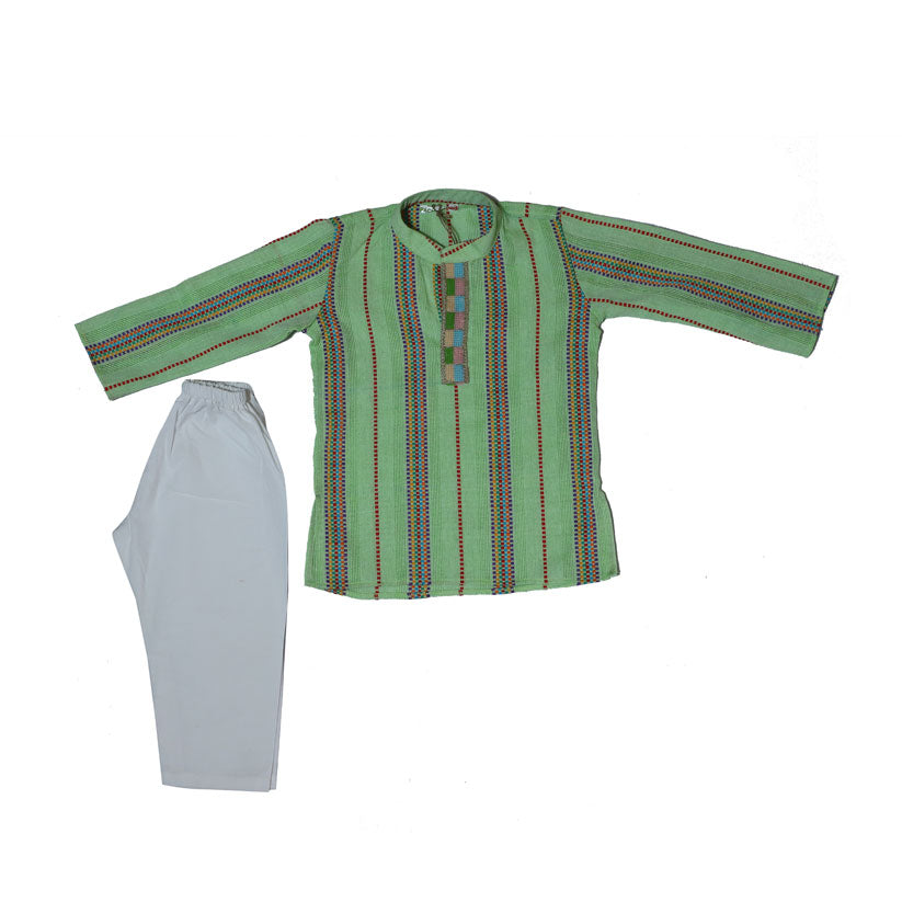 Green handloom cotton kurta set