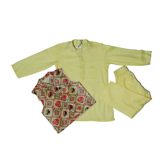 Patola print jacket with lemon kurta set