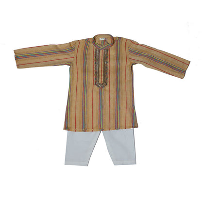 Peach handloom cotton kurta set