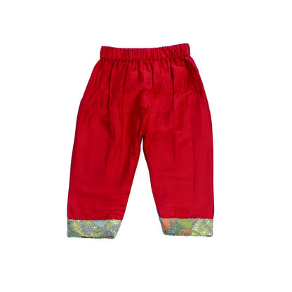 Red emboidered kurta with pant