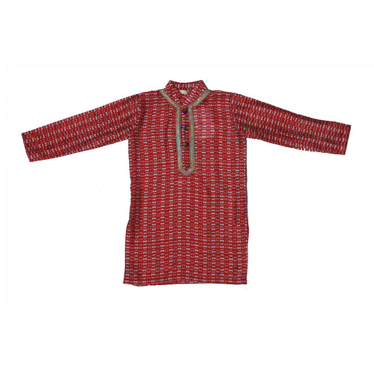 Red goemetric print kurta with pants