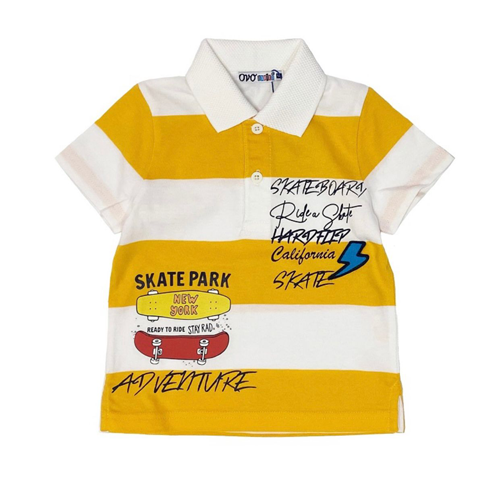 Skater Yellow Striped Polo T-shirt