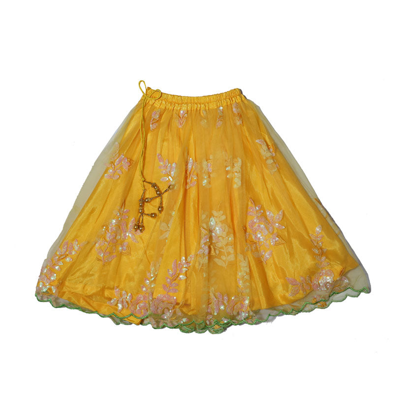 Yellow sequin scalloped lehenga