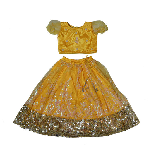 Yellow sequin top and lehenga