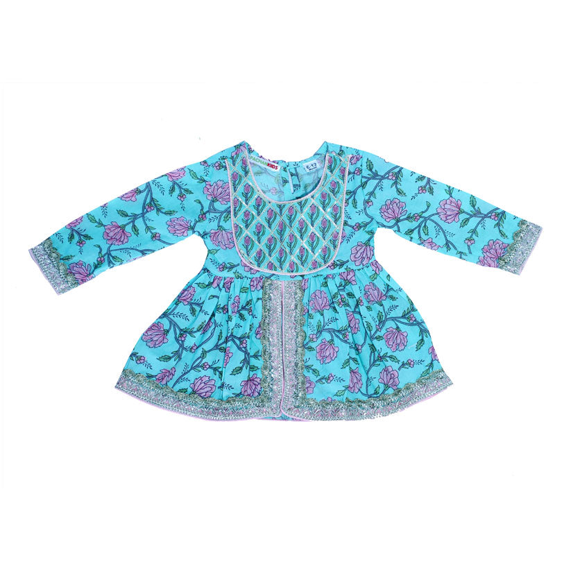 Blue printed kurta and sharara