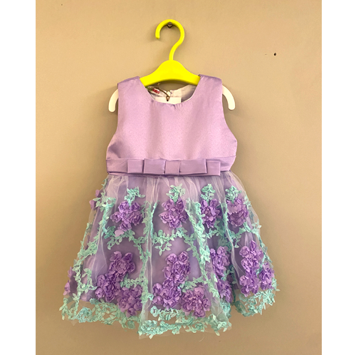 Purple  flower embroidery dress