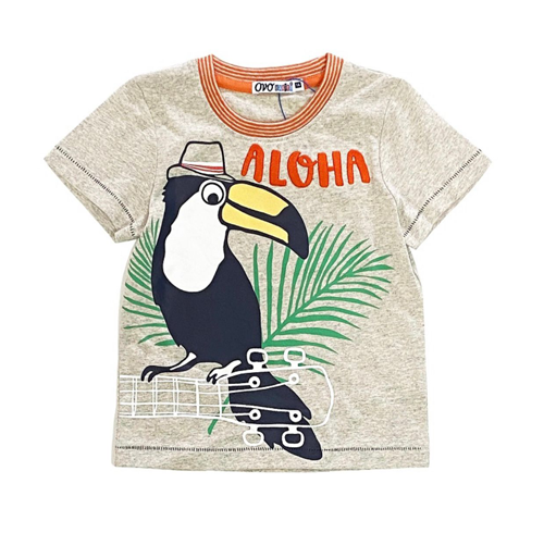 Grey Bird Print T-Shirt