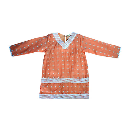 Peach embroidered kurta set