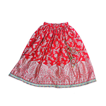 Pink and red brocade lehenga with dupatta