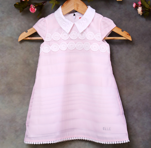 Pink Applique Collar Dress