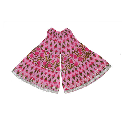 Pink printed cotton kurta sharara set with dupatta