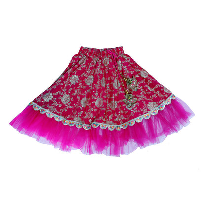 Purple and pink brocade lehenga with dupatta