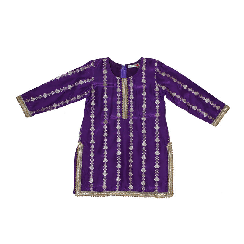 Purple brocade silk pallazo set