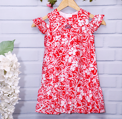 Red Flower Print Dress