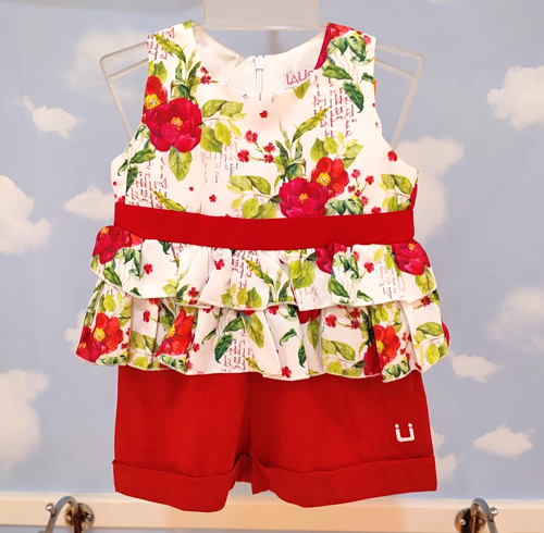 Red Flower Top and Pant Set