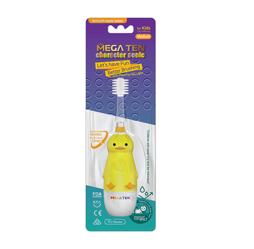 Kids Sonic Toothbrush Duck with 2 Refill Head