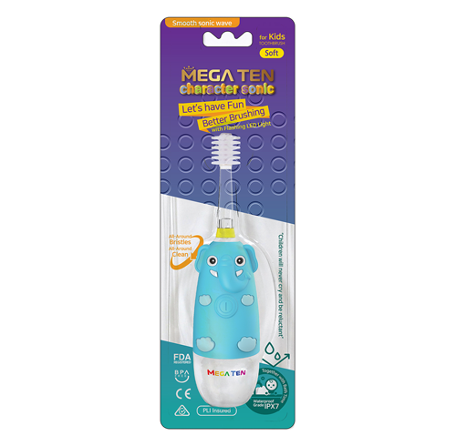 Kids Sonic Toothbrush Elephant with 2 Refill Head