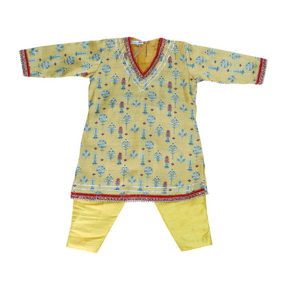 Yellow printed kurta set